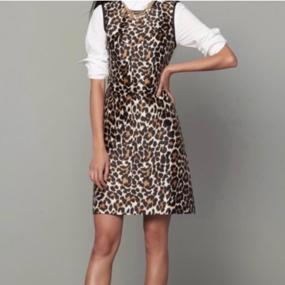 J. Crew Womens Leopard Print Sleeveless A-Line Shift Dress Size 6